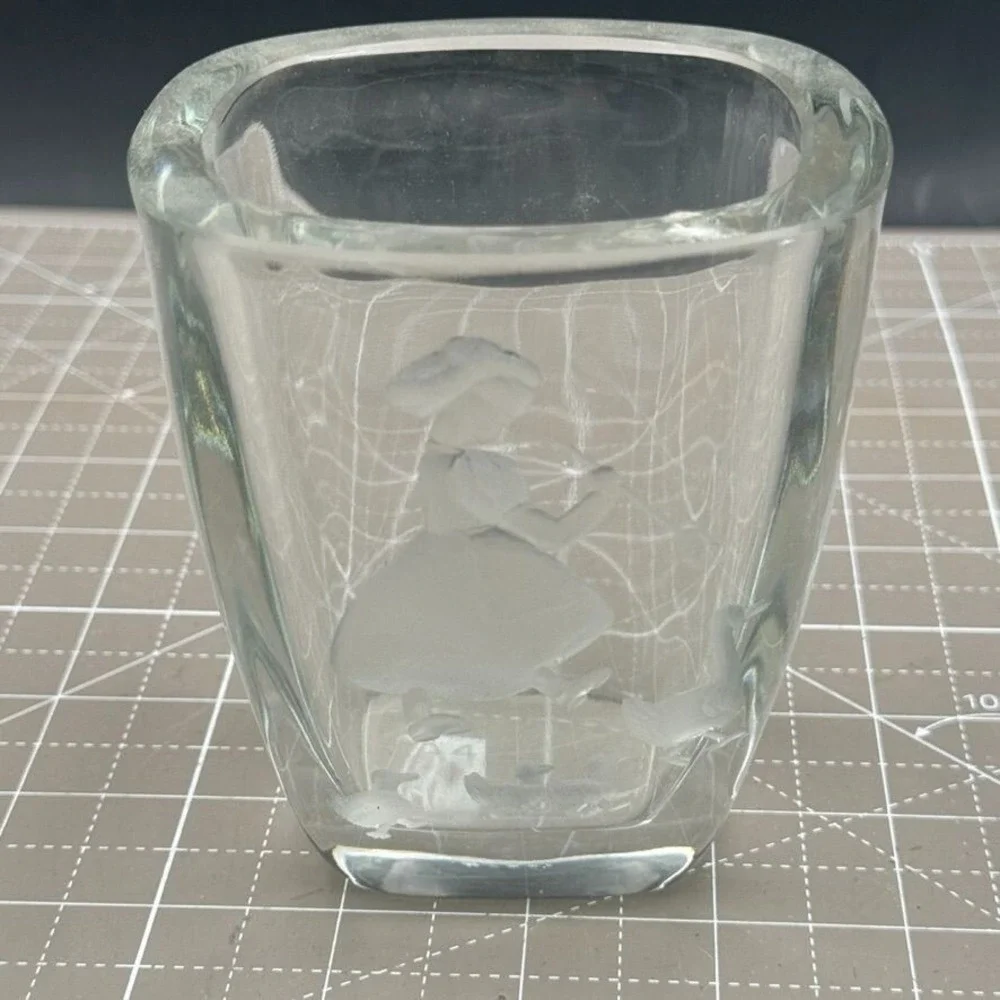 Vintage Orrefors Sweden Decanter Etched Girl Walking Ducks Crystal numbered